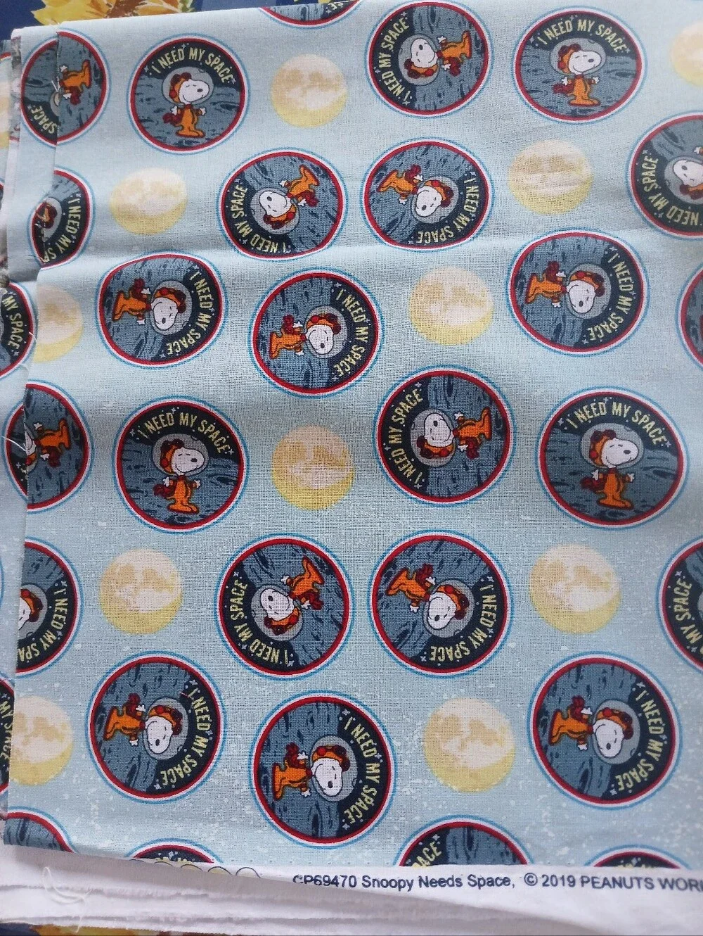 Peanuts Snoopy I Need My Space Astronaut Cotton Fabric